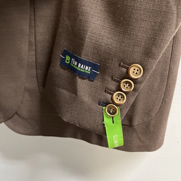 Tom Baine Blazer Mens M 40 Brow Performance Slim Fit Jacket Wrinkle Free Travel - Picture 3 of 11